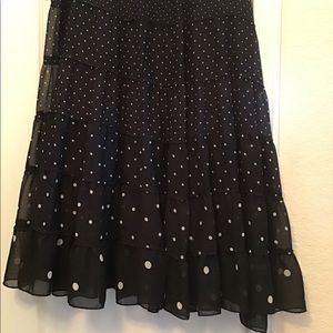 Christopher and Banks XL black & white polka dot skirt